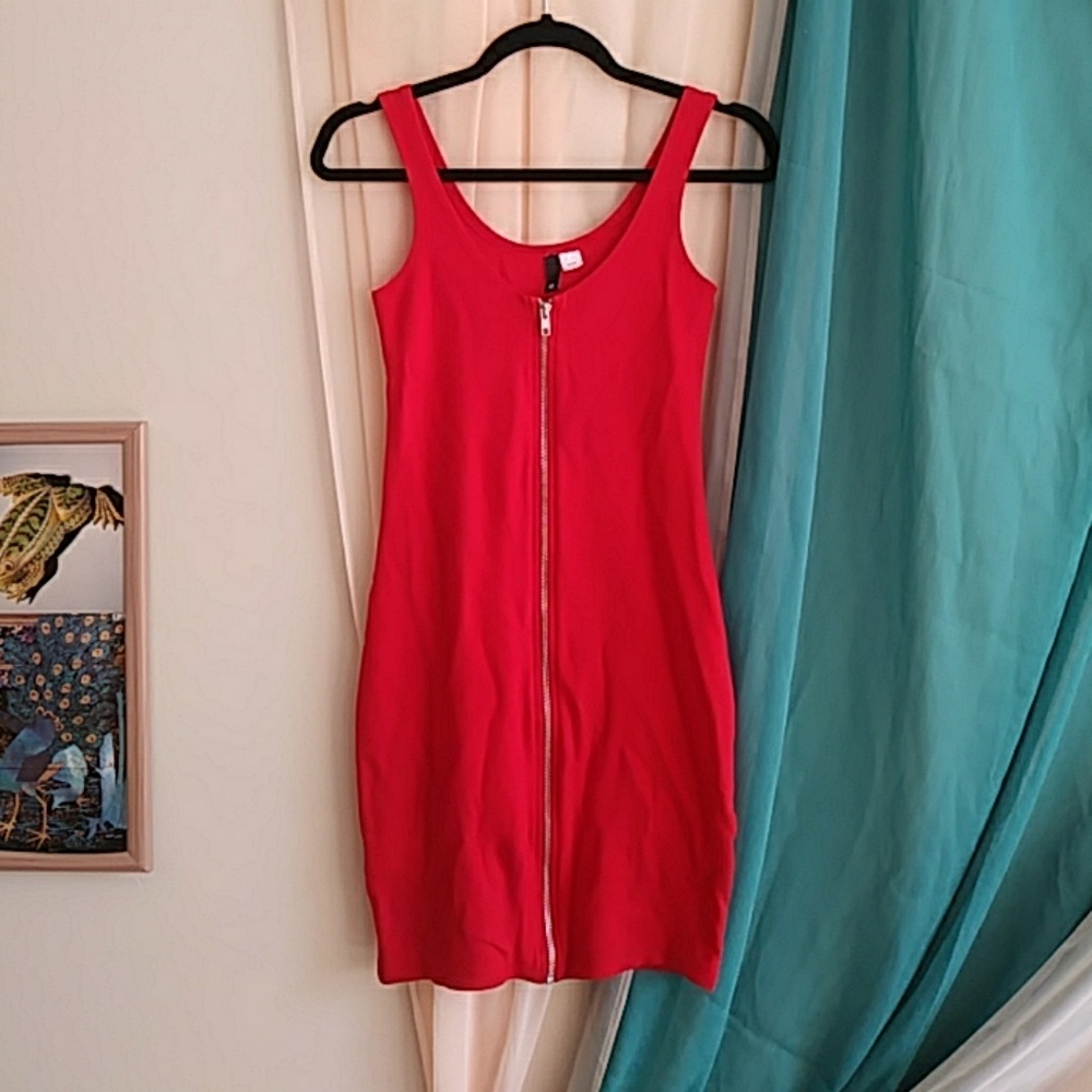 Red Zip-Up Tank Dress